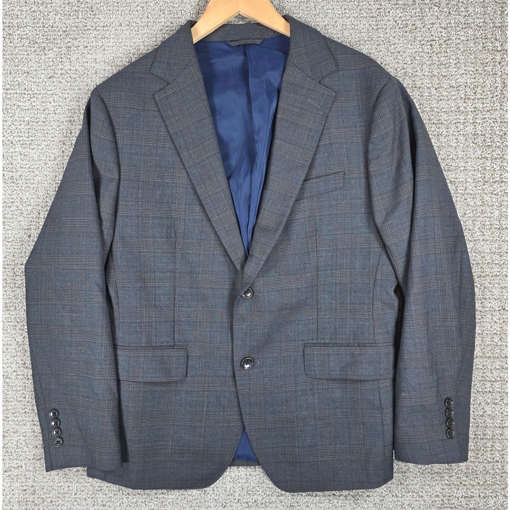 Bonobos Mens 40S Athletic Fit Blazer Gray Plaid Wool Lanificio F.G. di Fabio